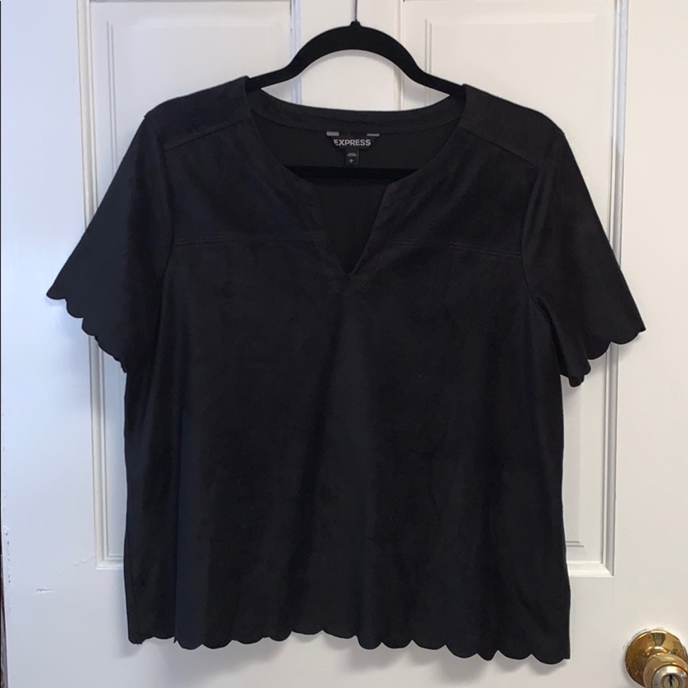 Scalloped Suede Blouse